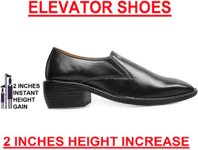 YUVRATO BAXI Men's New Arrival Stylish Formal Height Increasing Black Mocassin Shoes Slip On For Men(Black , 9)