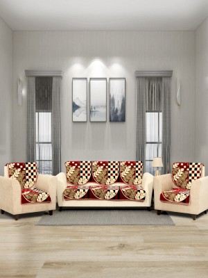 BELLA TRUE Chenille Checkered Sofa Cover(Maroon Pack of 6)