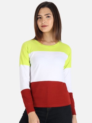 THE DRY STATE Colorblock Women Round Neck Multicolor T-Shirt