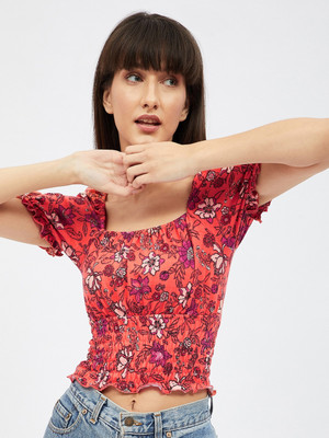HARPA Casual Printed Women Orange Top