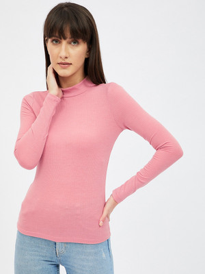 Harpa Basics Casual Solid Women Pink Top