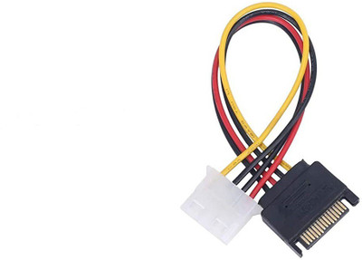 LipiWorld  TV-out Cable Molex to SATA Cable, SATA 15pin Male Power Connecter to Molex IDE 4pin Female Adapter Cable (Pack of 1 SATA M to MOLEX F)(Black, For Laptop)