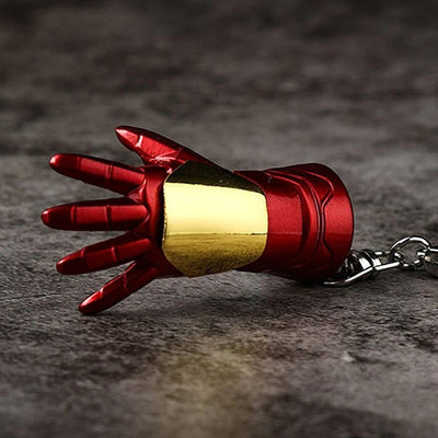 Explorer ™ Mini Iron Man Lighter Hand USB Electronic Cigarette Lighter with Luminous Led Light Key Chain Flameless Plasma Arc Lighter Gift Heavy Quality And Slider Ignition Coil Start | 100 Time Play After Battery Full Charge Cigarette Lighter, USB Charger(Red, Golden)