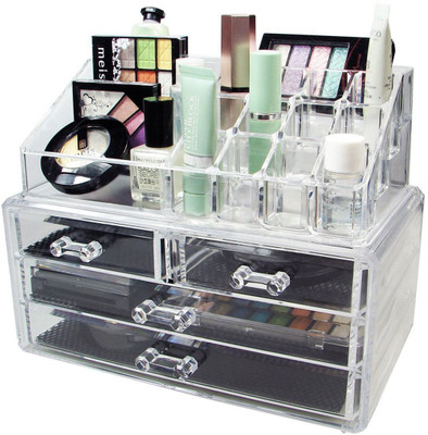 AADGEX Makeup Brush Holder, 3 Compartment Desk Organizer Desktop Clear Cosmetics Organizer Cosmetic Storage Boxes Including Drawers with removable black velvet padding keep items protected and in place. Completely removable drawers slide out smoothly, and the molded handles are very easy to grab and