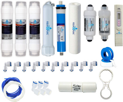 AquaDpure Complete RO kit of carbon and Sedement filter, 100 GPD membrane, UF membrarane, PP spun Pre-filter. Solid Filter Cartridge(0.3, Pack of 27)