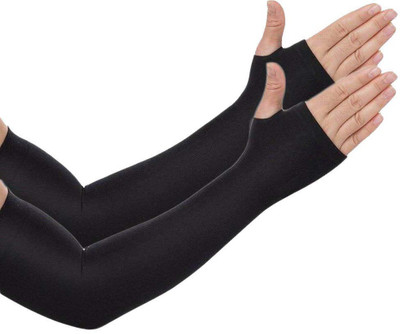 Apastra Nylon, Cotton Arm Sleeve For Men & Women(Free, Black)