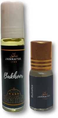 Jannatul itra Bakhoor | Ruhafza | Perfume/Fragrance Oil Roll-on Attar | Premium Long Lasting Concentrated Attar for Men & Women | Unisex | Bakhoor 10 ml | Ruhafza 4 ml Floral Attar(Islamic Bakhur, Rose)