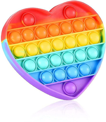 LONGMIRE Pop It Fidget Toys,Push Pop Bubble Fidget Sensory Toy (Heart)(Multicolor)