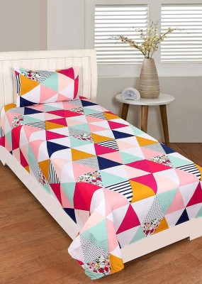 MR Gangoli 210 TC Cotton Single Geometric Flat Bedsheet(Pack of 1, Multicolor)