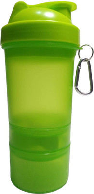 Futshut Arrow max Shaker for Gym and Regular Use with 2 containers 1 pc. 500 ml Shaker(Pack of 1, Green, Plastic)