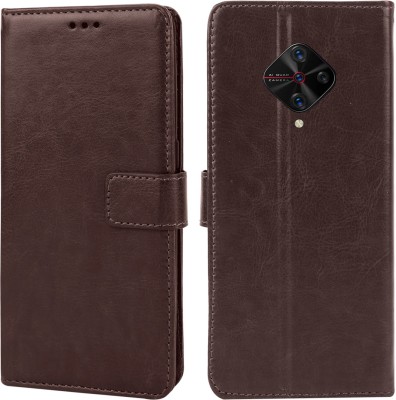 RK Seller Flip Cover for PU Leather Vintage Case with Card Holder and Magnetic Stand for Vivo S1 Pro(Brown, Pack of: 1)