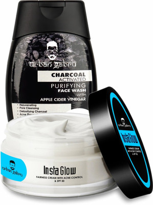 urbangabru Face Care Combo Kit (Charcoal Face Wash, 120 gm + Insta Glow Fairness Cream, 50 gm)(2 Items in the set)