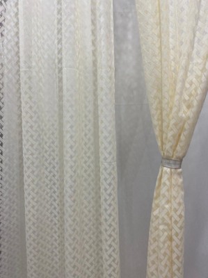 HHF DECOR 213 cm (7 ft) Polyester Semi Transparent Long Door Curtain (Pack Of 2)(Floral, Cream)