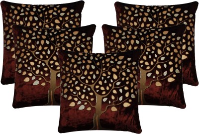 Vinayaka Fab Velvet Cushions Cover(Pack of 5, 40 cm*40 cm, Brown)