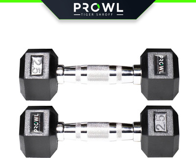PROWL Rubber Coated Professional Hexa Home Gym Exercise Equipment Fixed Weight Dumbbell(5 kg)
