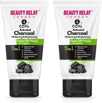 Beauty Relay London 4coal Activated Charcoal Whitening & Brightening Peel Off Mask (Pack of 2)(400 ml)