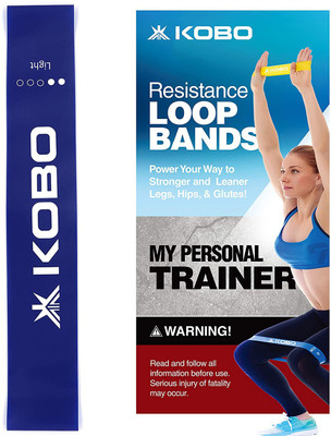 KOBO AC-80 Loop Bands 2" Wide Level 2 for Stretching Fitness with Workout Guide Booklet Resistance Band(Blue, Pack of 2)