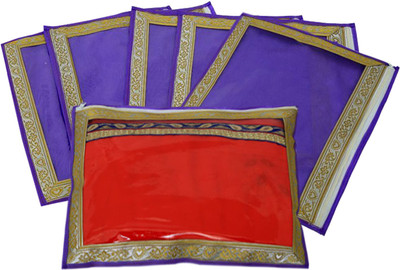 KUBER INDUSTRIES Designer Gota Patti Design Tranasparent Non Woven Single Saree Cover- Pack of 6 (Purple)-HS_38_KUBMART21598 HS_38_KUBMART021598(Purple)