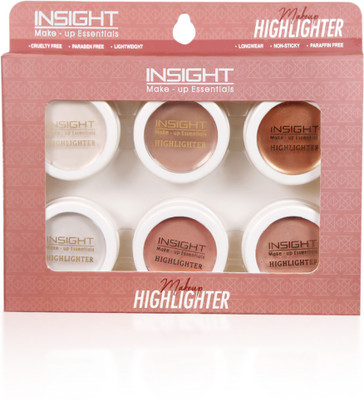 Insight Metallic Glitter Makeup Highlighter For Instant Bright Look (Pack Of 6) Highlighter(Multi Color)