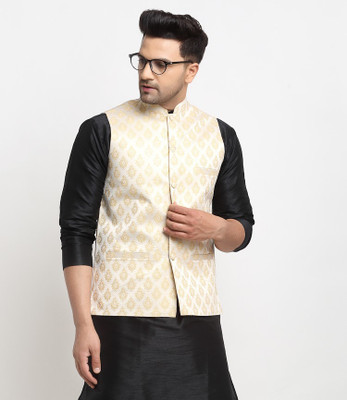 kaifoo Sleeveless Woven Design Men Jacket