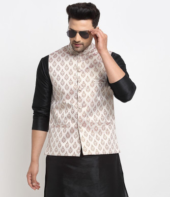kaifoo Sleeveless Woven Design Men Jacket