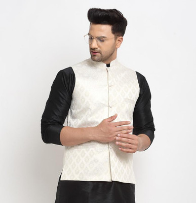 kaifoo Sleeveless Woven Design Men Jacket