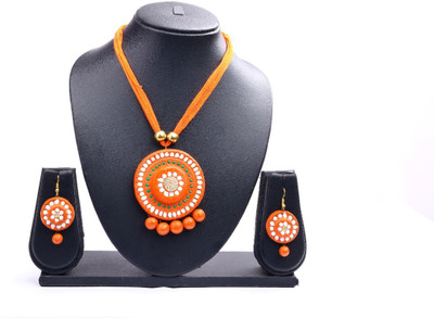 DRESSED UP DIVAS Terracotta Orange Jewellery Set(Pack of 1)