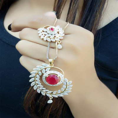 Aviate Alloy Gold-plated Red Jewellery Set(Pack of 1)