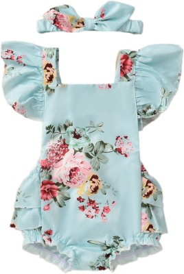 Hopscotch Floral Print Baby Girls Jumpsuit