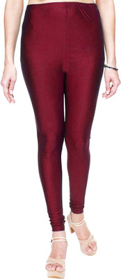 Styllofy Churidar Length Western Wear Legging(Maroon, Solid)