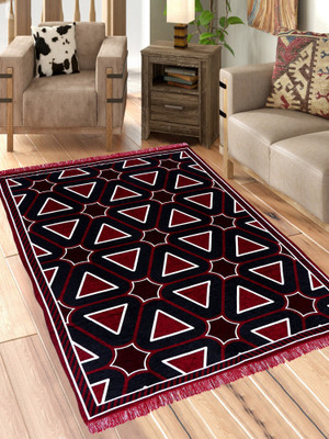 Linen Basics Maroon Chenille Runner(5 ft,  X 7 ft, Rectangle)