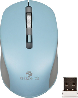ZEBRONICS Jaguar Wireless Ambidextrous Optical Mouse Wireless Mouse, High Precision, 4 Buttons, Plug & Play Ambidextrous(2.4GHz Wireless, Blue)