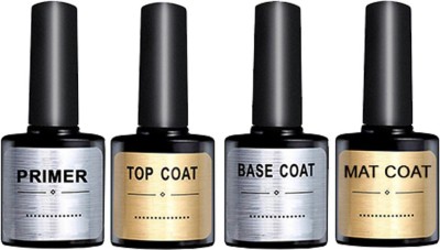 Sminakh UV LED Nail Art Basic Set Matte Top Coat High Gloss Top Coat Base Coat,No Wipe Top Coat Nail Prep Bond Primer Gel Polish Kit 4Pcs 15ml(MULTICOLOUR)