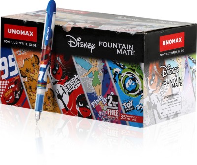 UNOMAX Fountain Mate Disney Toons(2pc Blister Card Each with 2 Free Jumbo Cartridges- Disney Cars, Lion King, Toy Story, The Incredible, Tinker Bell) Fountain Pen(Pack of 10, Multicolor)