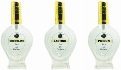 The perfume Store CHOCOLATE LASTING POISON Regular pack of 3 Eau de Parfum  -  180 ml(For Men & Women)