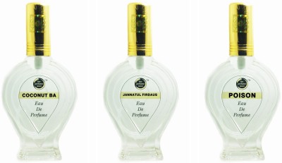 The perfume Store COCONUT BA JANNATUL FIRDAUS POISON Regular pack of 3 Eau de Parfum  -  180 ml(For Men & Women)