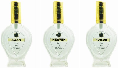 The perfume Store AGAR HEAVEN POISON Regular pack of 3 Eau de Parfum  -  180 ml(For Men & Women)