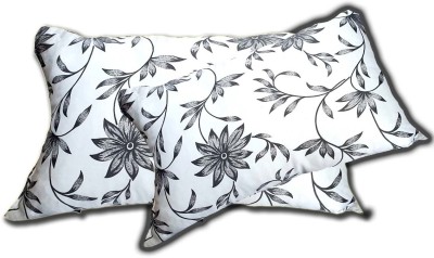 i dreeam Polyester Fibre Floral Sleeping Pillow Pack of 4(White, Black)