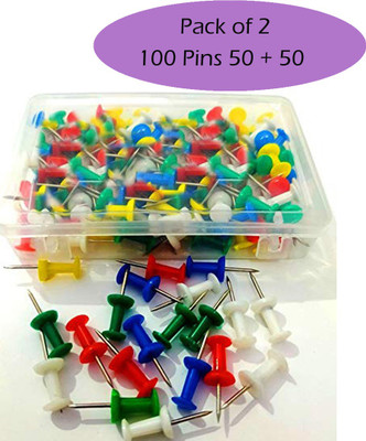 PANKU Plastic, Nickle Plated Steel  Pins(Set Of 50, Red, Blue, Grey, Black, Yellow)