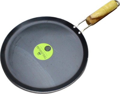 Trilonium 10 inches Mild Carbon Steel | Iron Dosa Tawa with Wooden Handle Tawa 25.4 cm diameter(Iron, Induction Bottom)