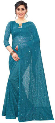 bv design Embellished Bollywood Net Saree(Blue)