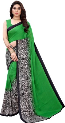 RENSILAFAB Printed Daily Wear Georgette Saree(Green)