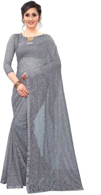 bv design Embellished Bollywood Net Saree(Grey)