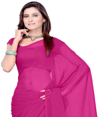 Fancyninee Solid/Plain Bollywood Silk Blend Saree(Pink)