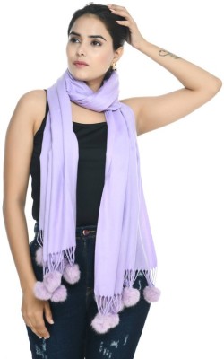 manra Wool Solid Women Shawl(Purple)