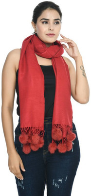 manra Wool Solid Women Shawl(Maroon)