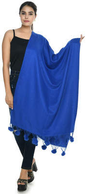 manra Wool Solid Women Shawl(Blue)