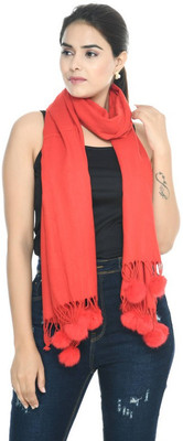 manra Wool Solid Women Shawl(Red)