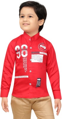 FOREVER YOUNG Boys Printed Casual Red Shirt