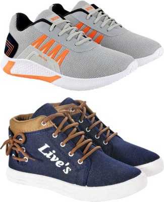 BRUTON Modern Trendy Combo Pack OF 2 Casual Shoes For Men Sneakers For Men(Multicolor , 8)